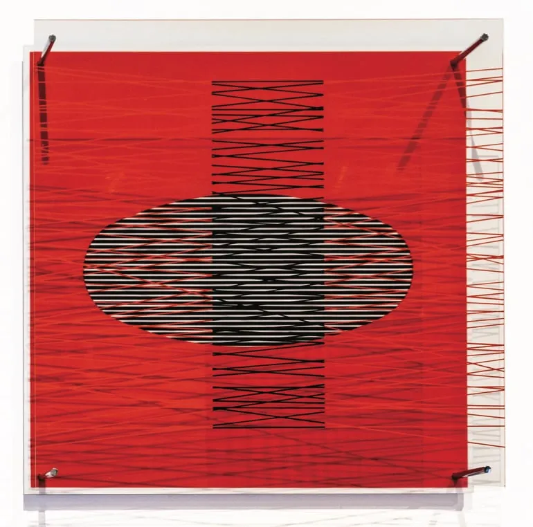Ovalo en el Rojo Serie Vivraciones Edicion 68/110, obra de Jesús Soto